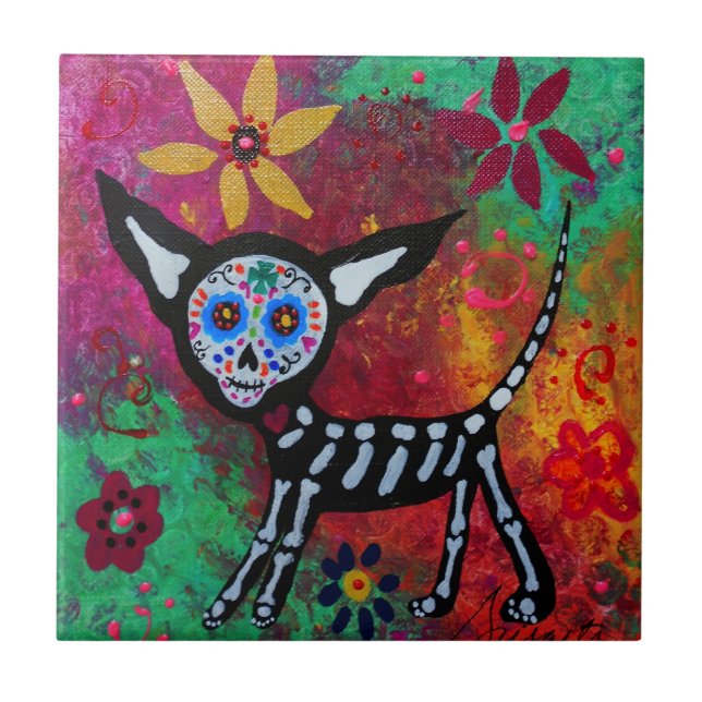 CHIHUAHUA  DIA DE LOS MUERTOS TILE (Front)