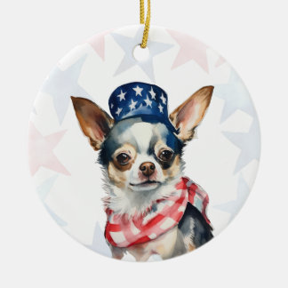 Chihuahua Dog, 4th of july Personalised Ceramic Ornament