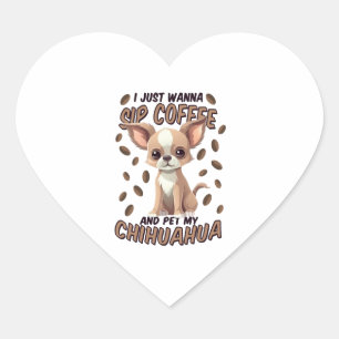 Chihuahua dog and coffee beans heart sticker