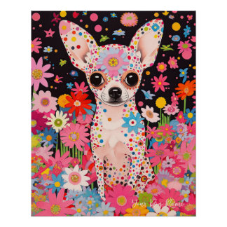 Chihuahua Dog and Flowers  002 - Tailor jewel Poster