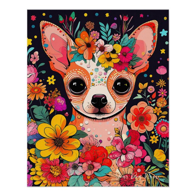 Chihuahua Dog and Flowers  003 - Tailor jewel Poster (Front)
