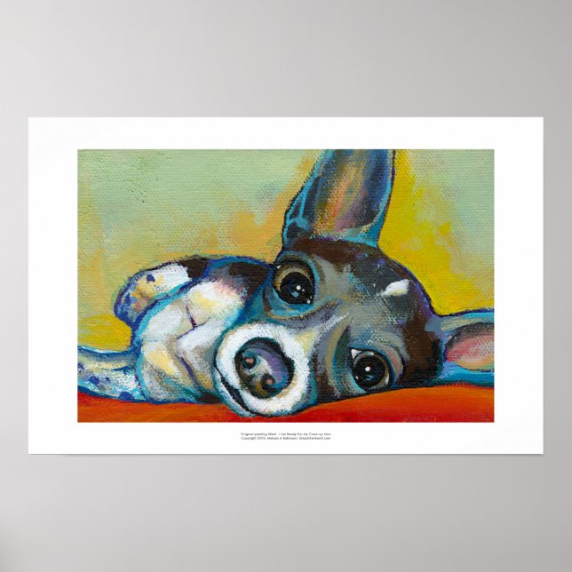 Chihuahua dog art - adorable fun portrait painting poster (Front)