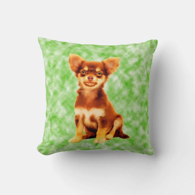 Chihuahua Dog Art Portrait Cushion (Front)