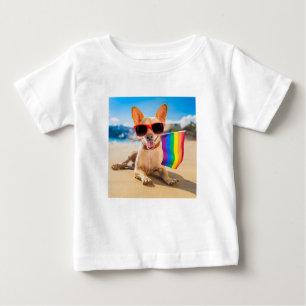 Chihuahua Dog  at the Beach Baby T-Shirt