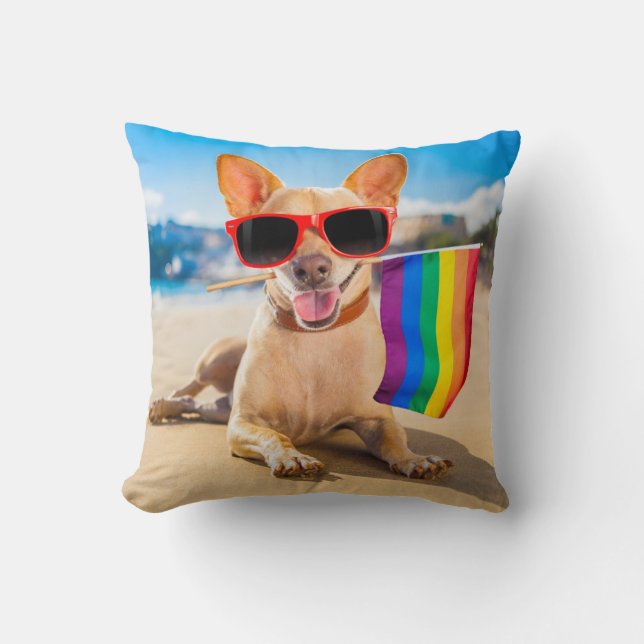 Chihuahua Dog  at the Beach Cushion (Front)