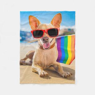 Chihuahua Dog  at the Beach Fleece Blanket