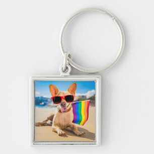 Chihuahua Dog at the Beach Key Ring