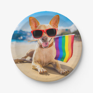 Chihuahua Dog  at the Beach Paper Plate