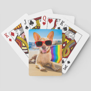 Chihuahua Dog at the Beach Playing Cards