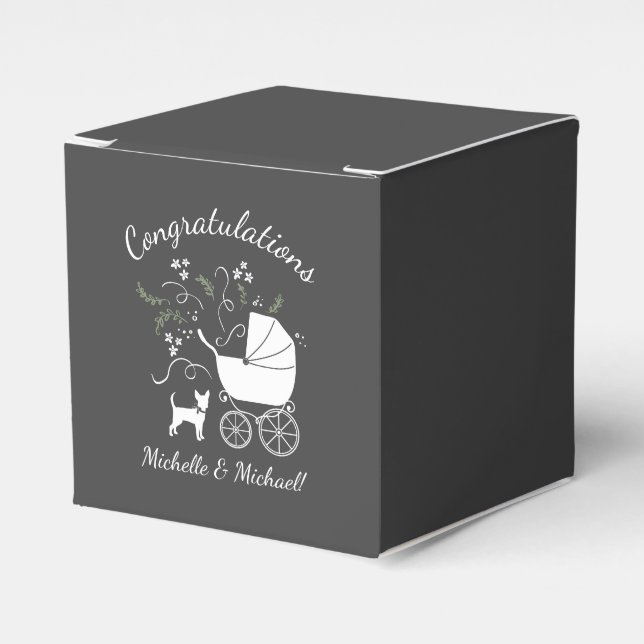 Chihuahua Dog Baby Shower Gender Neutral Favour Box (Front Side)