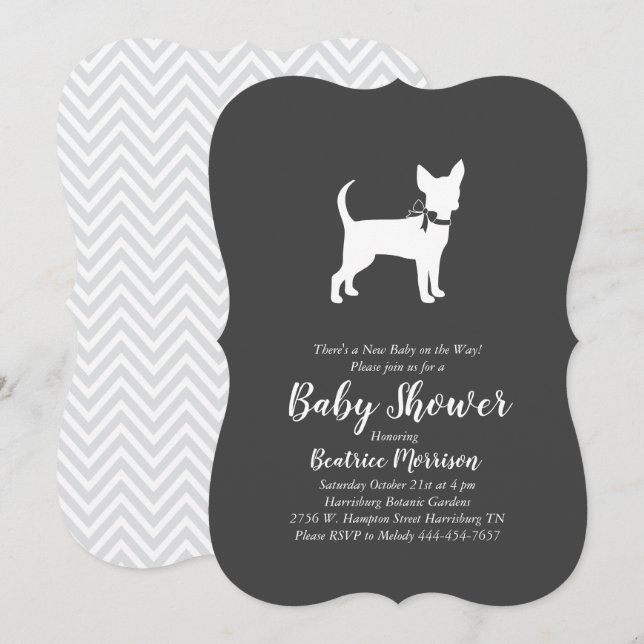 Chihuahua Dog Baby Shower Gender Neutral Invitation (Front/Back)
