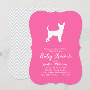 Chihuahua Dog Baby Shower Girl Pink Invitation