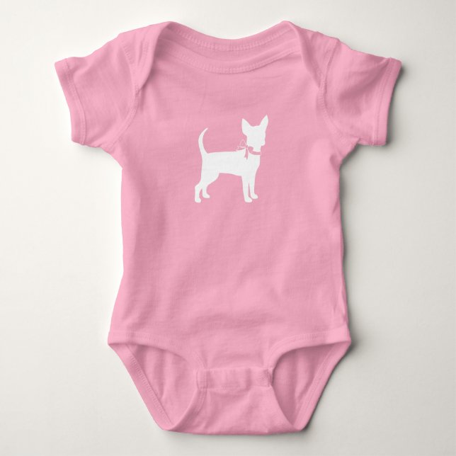 Chihuahua Dog Baby Shower Pink Girl Baby Bodysuit (Front)