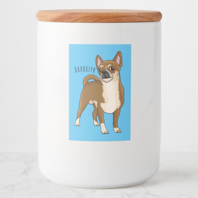 Chihuahua dog cartoon illustration food label (Front)