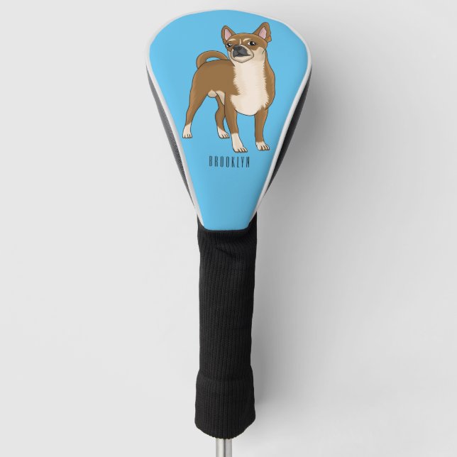 Chihuahua dog cartoon illustration golf head cover (Front)