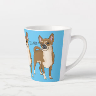 Chihuahua dog cartoon illustration latte mug