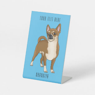 Chihuahua dog cartoon illustration pedestal sign
