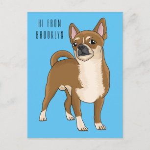 Chihuahua dog cartoon illustration postcard