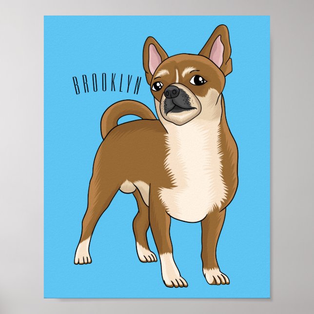 Chihuahua dog cartoon illustration  poster (Front)