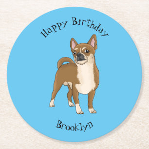Chihuahua dog cartoon illustration  round paper coaster
