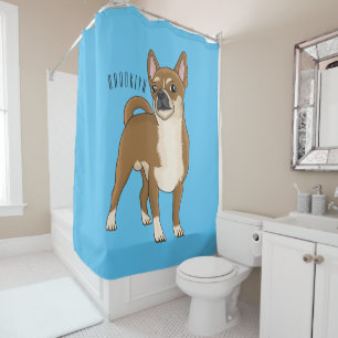 Chihuahua dog cartoon illustration shower curtain