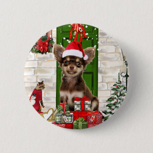 Chihuahua Dog Christmas 6 Cm Round Badge