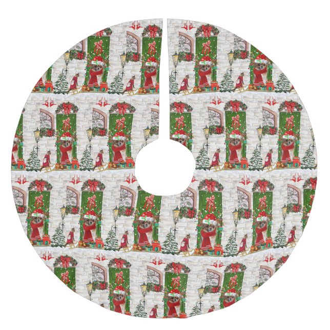 Chihuahua Dog Christmas  Brushed Polyester Tree Skirt (Front)