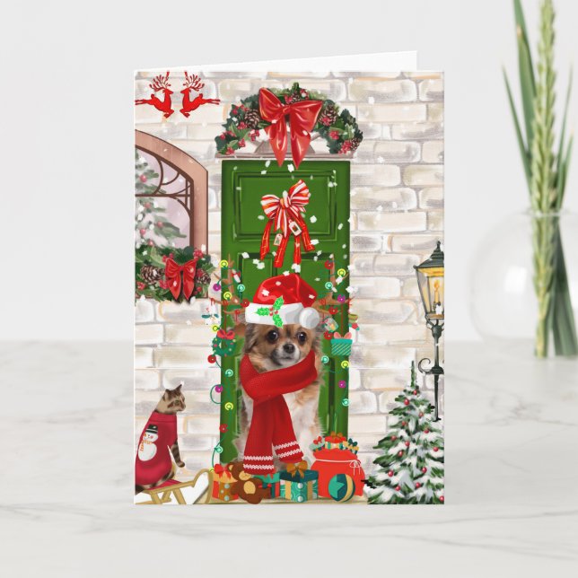 Chihuahua Dog Christmas  Card (Front)