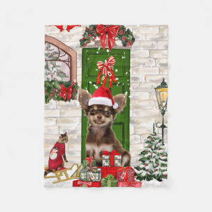 Chihuahua Dog Christmas Fleece Blanket