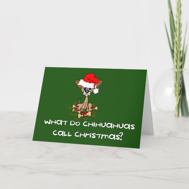 Chihuahua Dog Christmas Holiday Card (Front)