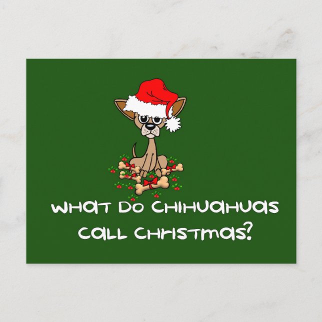 Chihuahua Dog Christmas Holiday Postcard (Front)