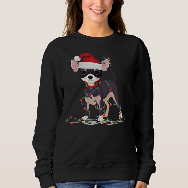 Chihuahua Dog Christmas Light Decor Xmas Pyjamas Sweatshirt (Front)