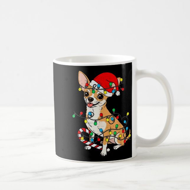Chihuahua Dog Christmas Lights Santa Xmas Pet Dog  Coffee Mug (Right)