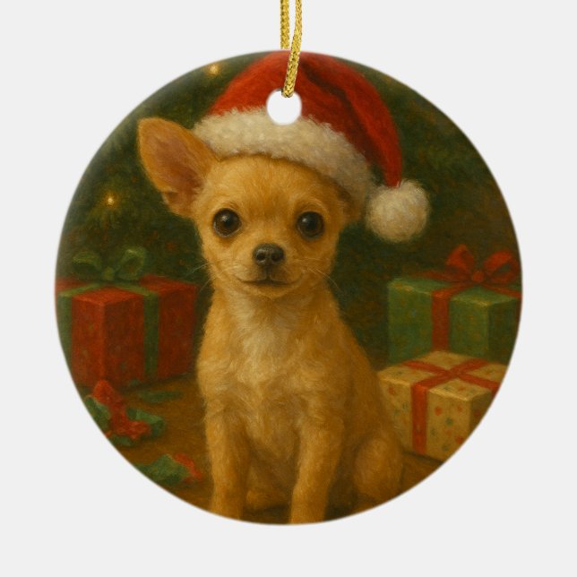 Chihuahua Dog Christmas Ornament (Front)