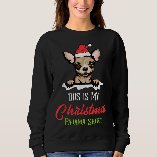 Chihuahua Dog Christmas Pyjamas Santa Clause Sweatshirt (Front)