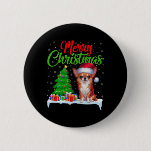 Chihuahua Dog Christmas Tree Lights Xmas Chihuahua 6 Cm Round Badge