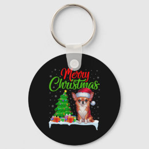 Chihuahua Dog Christmas Tree Lights Xmas Chihuahua Key Ring