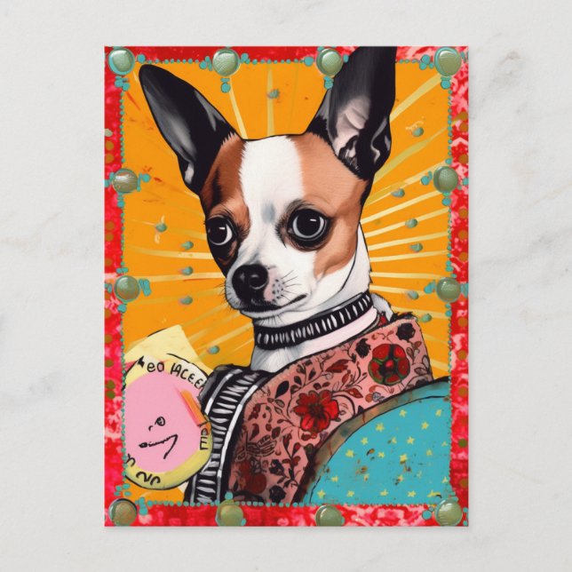 Chihuahua Dog Colourful Collage Postcard (Front)