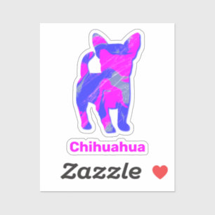 Chihuahua Dog Crazy Hot Pink and Blue Cut Sticker