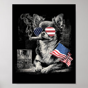 Chihuahua Dog Dad Patriotic Aamerican Flag July Poster