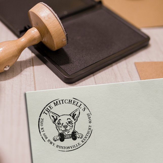 Chihuahua Dog Family Return Address    Rubber Stamp (Creator Uploaded)