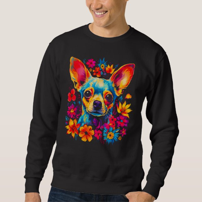 Chihuahua Dog Flowers Sweatshirt (Front)