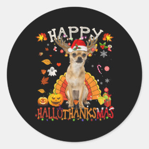 Chihuahua Dog Halloween Christmas Dog Happy Hallot Classic Round Sticker