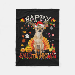 Chihuahua Dog Halloween Christmas Dog Happy Hallot Fleece Blanket
