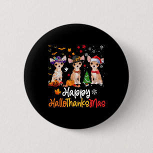 Chihuahua Dog Halloween Christmas Happy Hallothank 6 Cm Round Badge