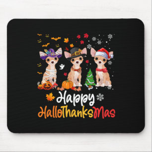 Chihuahua Dog Halloween Christmas Happy Hallothank Mouse Pad