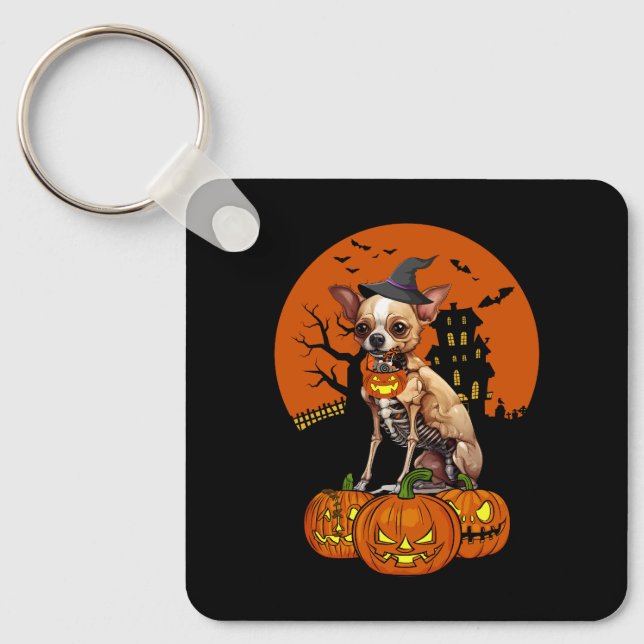 Chihuahua Dog Halloween Key Ring (Front)