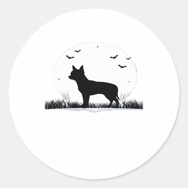 Chihuahua Dog � Halloween Moon Silhouette Classic  Classic Round Sticker (Front)