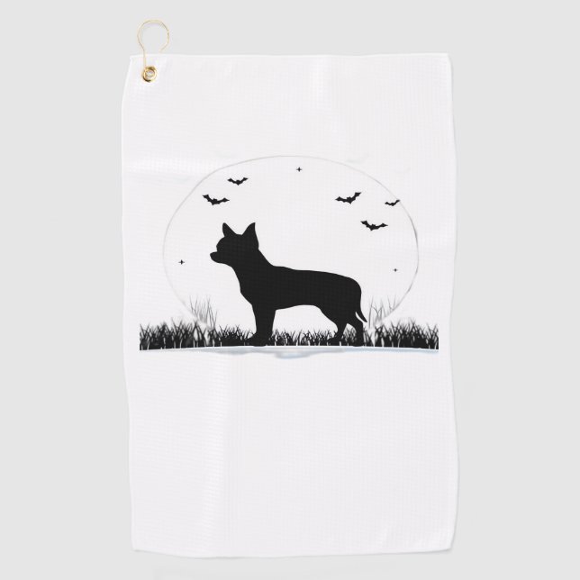 Chihuahua Dog – Halloween Moon Silhouette Classic  Golf Towel (Front)