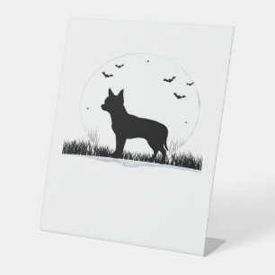 Chihuahua Dog � Halloween Moon Silhouette Classic  Pedestal Sign